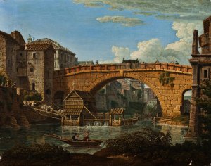 Ponte Cestio In Rome by Antonio Aquaroni Oil Painting