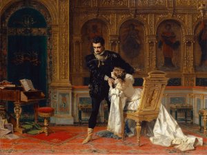 Scene From Schillers Fiesco by Antonio Barzaghi-Cattaneo Oil Painting