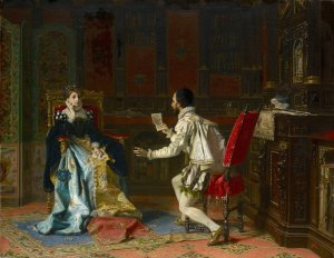 Tasso Reads His 'Liberated Jerusalem' to Princess Eleonora D'este by Antonio Barzaghi-Cattaneo Oil Painting