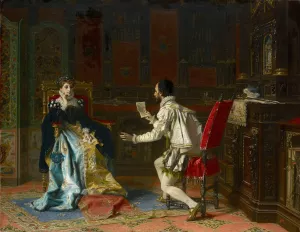 Tasso Reads His 'Liberated Jerusalem' to Princess Eleonora D'este by Antonio Barzaghi-Cattaneo Oil Painting
