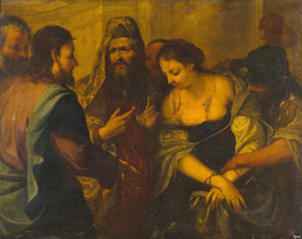 Christ and the Adulteress by Antonio Carneo - Hand-Painted Oil Painting Reproduction
