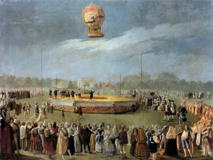 Ascent of the Balloon in the Presence of Charles IV and His Court Oil painting by Antonio Carnicero y Mancio