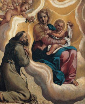 Madonna with the Child and Saint Francis by Antonio Carracci Oil Painting