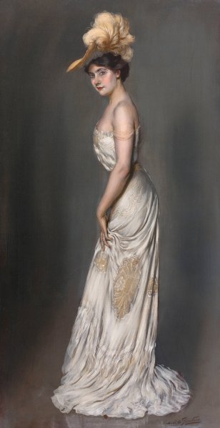 Portrait de madame Rene Prejelan  by Antonio De La Gandara - Hand-Painted Oil Painting Reproduction