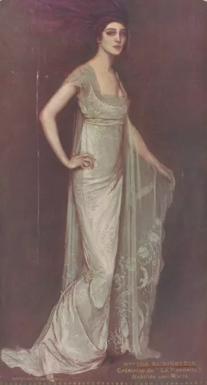 Reproduction of a painting of Ida Rubinstein as 'La Pisanelle', no. 7 by Antonio De La Gandara Oil Painting