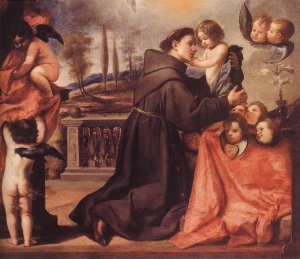 St Anthony of Padua with Christ Child Oil painting by Antonio De Pereda