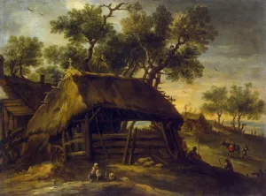 Landscape with Huts by Antonio Del Castillo Oil Painting