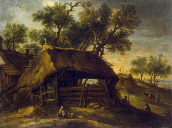 Landscape with Huts by Antonio Del Castillo - Hand-Painted Oil Painting Reproduction