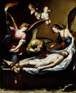 Dead Christ with Lamenting Angels by Antonio Del Castillo Y Saavedra Oil Painting