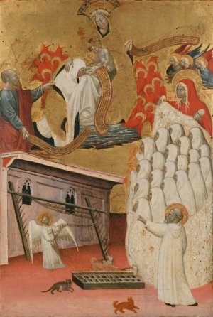 Santa Francesca Romana Clothed by the Virgin by Antonio Del Massaro Da Viterbo Oil Painting