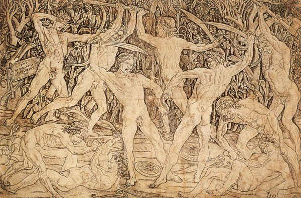 Main Product Photo of Battle of Ten Nudes Painting by Antonio Del Pollaiuolo