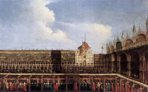 Feast of Corpus Christi Procession, Piazza di San Marco by Antonio Diziani Oil Painting