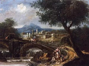 Landscape with Bridge Oil painting by Antonio Diziani