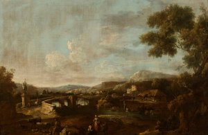 Landscape with staffage by Antonio Diziani Oil Painting
