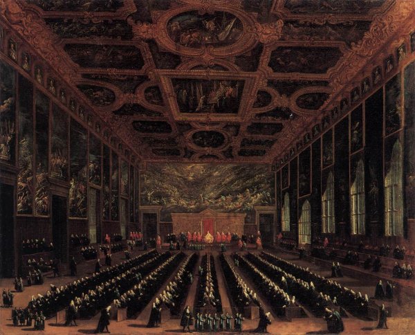 Main Product Photo of The Sala del Maggior Consiglio, Doge's Palace Painting by Antonio Diziani