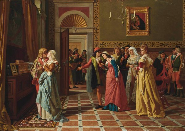 Bassanio winning the heart of Portia, The Merchant of Venice by Antonio Ermolao Paoletti - Hand-Painted Oil Painting Reproduction