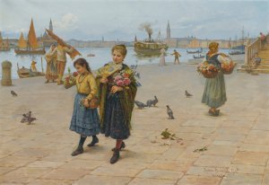 Flowers For Mama by Antonio Ermolao Paoletti Oil Painting