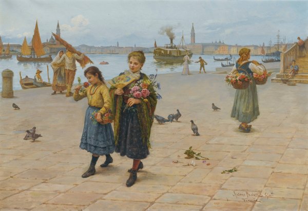 Flowers For Mama by Antonio Ermolao Paoletti - Hand-Painted Oil Painting Reproduction