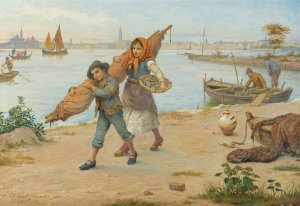 Return From The Catch by Antonio Ermolao Paoletti Oil Painting