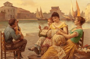 Venetian Lacemakers by Antonio Ermolao Paoletti Oil Painting