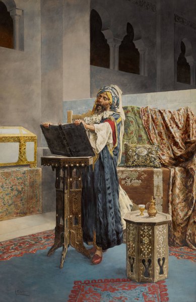 Reading from the koran by Antonio Fabres - Hand-Painted Oil Painting Reproduction