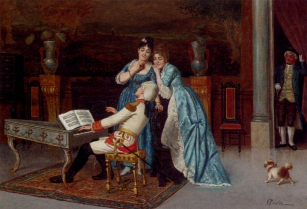 The Love Song by Antonio Fabres y Costa - Hand-Painted Oil Painting Reproduction