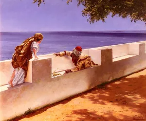 The Young Snake Charmer by Antonio Fabres y Costa Oil Painting