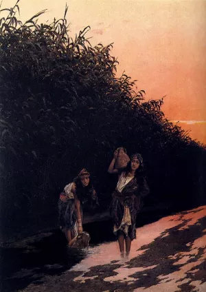 Young Oriental Girls by Antonio Fabres y Costa Oil Painting