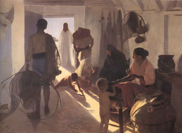 Main Product Photo of Los Amigos de Jesus Painting by Antonio Fillol Granell