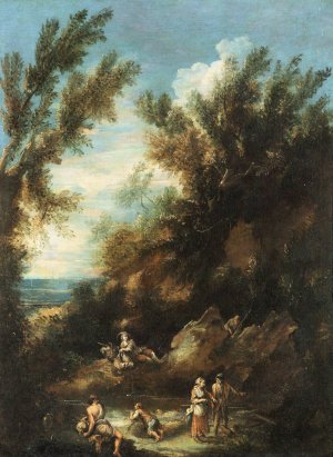 Paesaggio con figure by Antonio Francesco Peruzzini Oil Painting