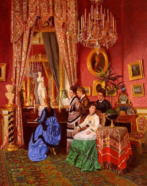 Musical Party by Antonio Garcia y Mencia - Hand-Painted Oil Painting Reproduction