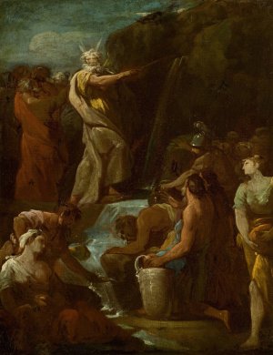 Moses Brings Forth Water Out Of The Rock by Antonio Gonzalez Velazquez Oil Painting