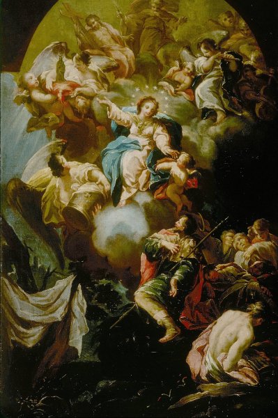 Main Product Photo of Saint James Vision of the Virgin of the Pillar  Painting by Antonio Gonzalez Velazquez