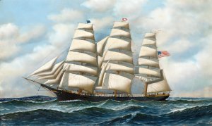 A Ship Young America at Sea Oil painting by Antonio Jacobsen