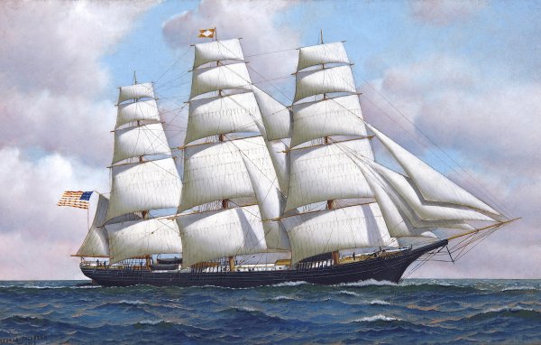 Main Product Photo of An American Clipper Ship Flying Cloud at Sea Under Full Sail Painting by Antonio Jacobsen