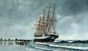 County of Edinburgh Ashore at Point Pleasant Beach, New Jersey by Antonio Jacobsen - Oil Painting Reproduction