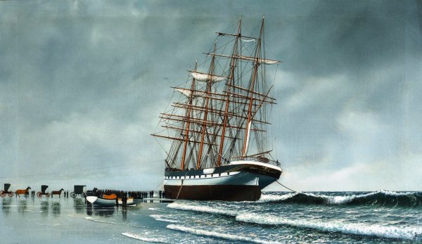 Main Product Photo of County of Edinburgh Ashore at Point Pleasant Beach, New Jersey Painting by Antonio Jacobsen