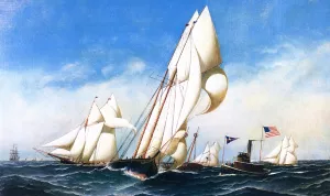 Rounding the Mark, NYCC Regatta by Antonio Jacobsen - Oil Painting Reproduction