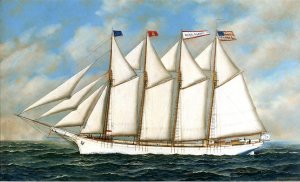 Schooner Marie Gilbert by Antonio Jacobsen Oil Painting