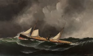 Steam Ship by Antonio Jacobsen Oil Painting