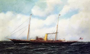Steamship Riviera by Antonio Jacobsen - Oil Painting Reproduction