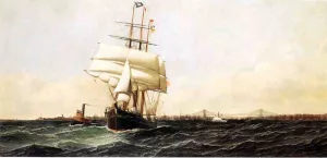 The American Leaving New York Harbor by Antonio Jacobsen - Oil Painting Reproduction