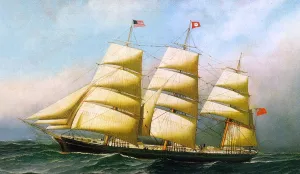 The British Ship 'Polynesian' by Antonio Jacobsen - Oil Painting Reproduction