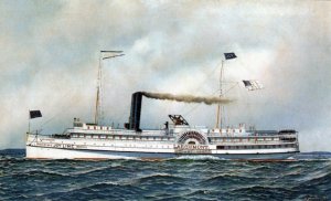 The Paddle Steamer Larchmont by Antonio Jacobsen Oil Painting