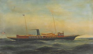 The Yacht 'Aztec' by Antonio Jacobsen Oil Painting