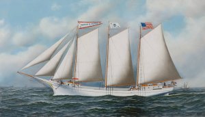 Three Masted Schooner 'Andrew C. Pierce' by Antonio Jacobsen Oil Painting