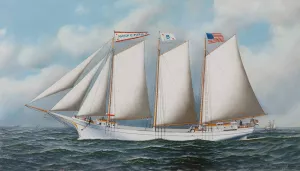 Three Masted Schooner 'Andrew C. Pierce' by Antonio Jacobsen Oil Painting