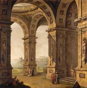 Architectural Capriccio by Antonio Joli - Oil Painting Reproduction