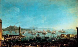 Arrival of Charles III in Naples by Antonio Joli Oil Painting