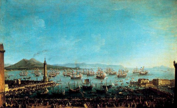 Arrival of Charles III in Naples by Antonio Joli - Hand-Painted Oil Painting Reproduction